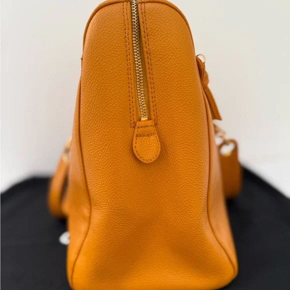 Authentic Chanel Orange Timeless Caviar Dome Zip Tote Shoulder Bag - Picture 9 of 16